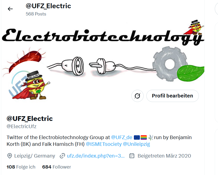 X / twitter profil of @UFZ_electric by 9.06.2025